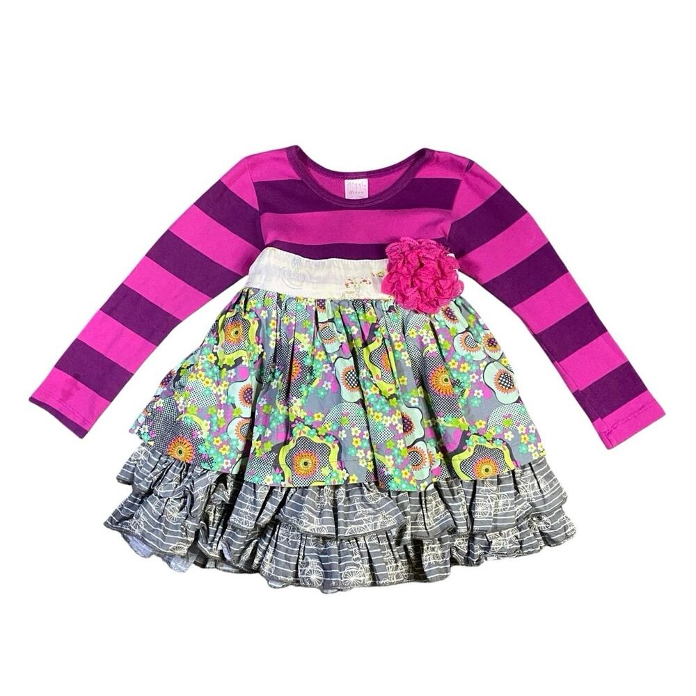Giggle Moon Floral Tiered Mini Dress - 3T